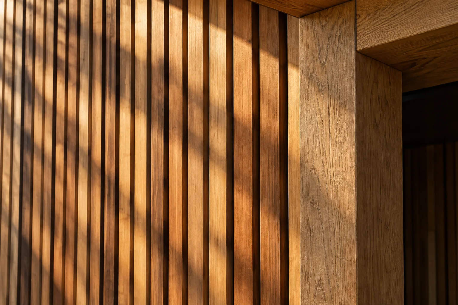 Im Detail: Nahaufnahme von Holzlamellen und handwerklicher Fügung als KI-Konzept